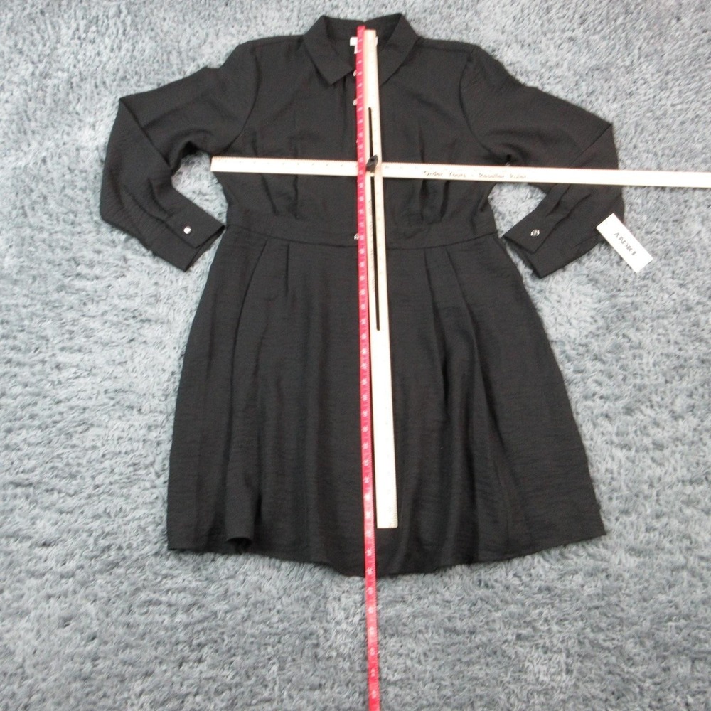 DKNY Dress Womens 14 Black Shirt Dress Midi Long Sleeve Button Front NWT - Picture 2 of 16